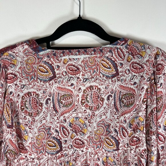 Lucky Brand Boho Peasant Top Size S Paisley Tassel Hippie Beach Vacation Boho - Picture 9 of 10